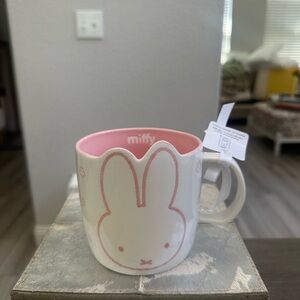 Magenta Pink and White Bunny Ceramic Mug